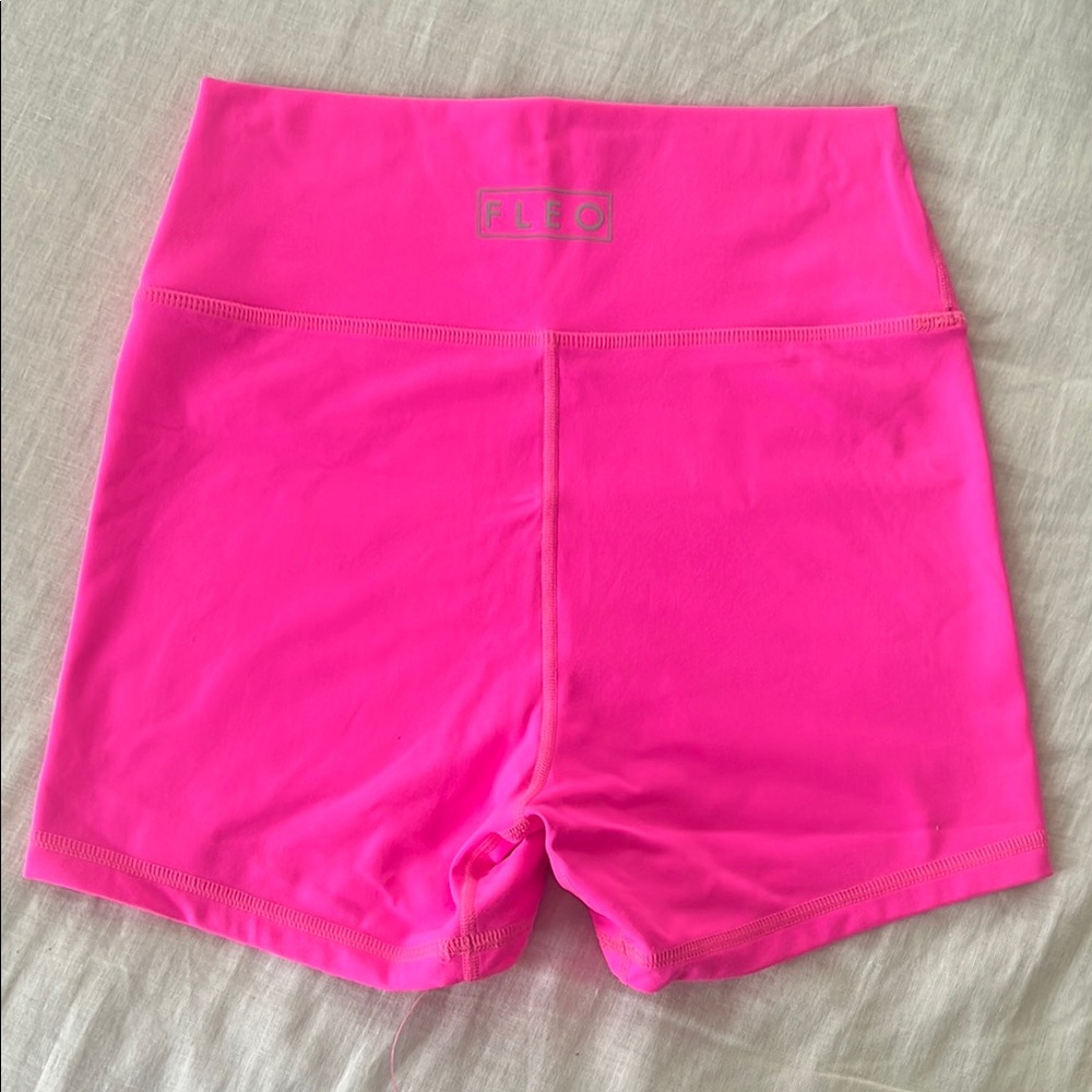 Fleo Neon Pink True High Shorts 4” Higher Rise Worn Twice